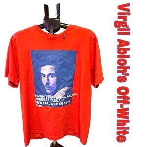 Off-White c/o Virgil Abloh “Business Casual” Graphic Tee – Red – EUC